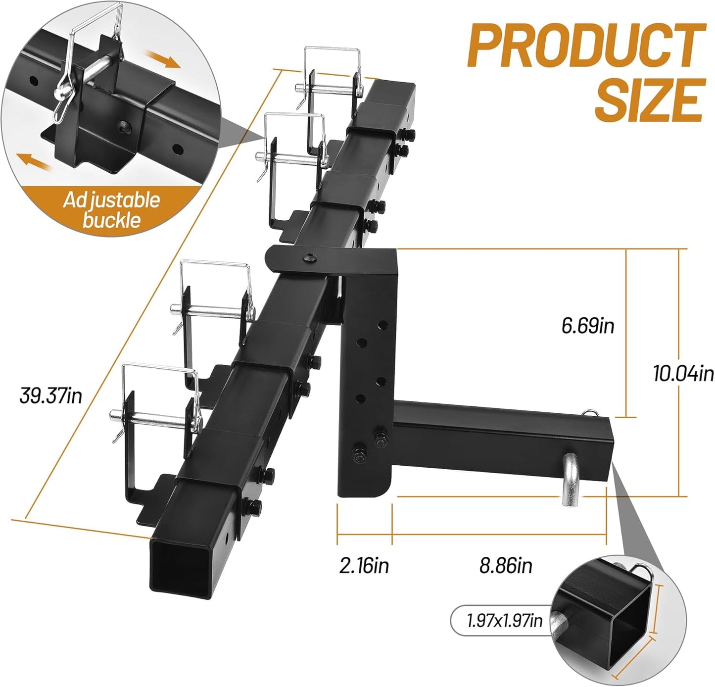 Heavy-Duty Dual Trash Can Hauler, 2' Receiver Wheeled Hitch for Easy Outdoor Transport Fit Truck Golf Cart ATV