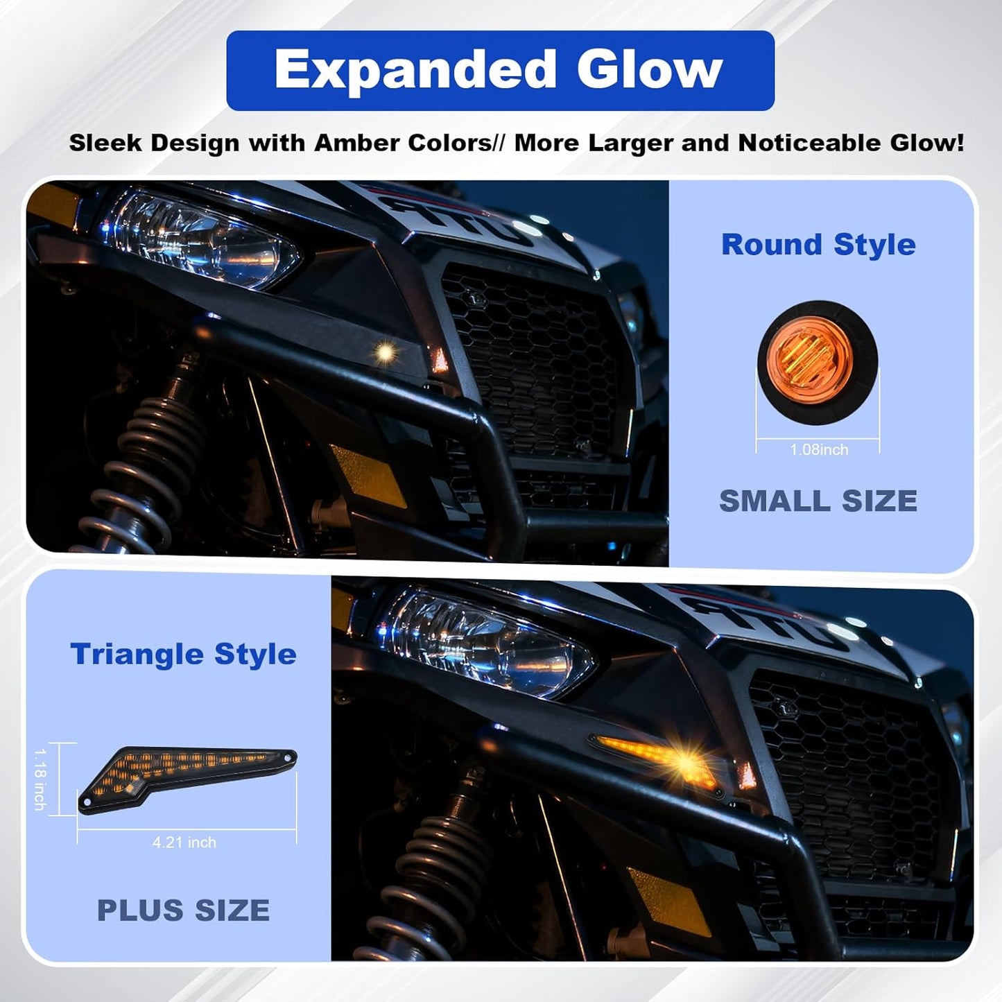 UTV Turn Signal Kit with Upgrade 4-in-1 Rocker Switch and Triangular Amber Light,Pre-Wired, Plug and Play, with Horn