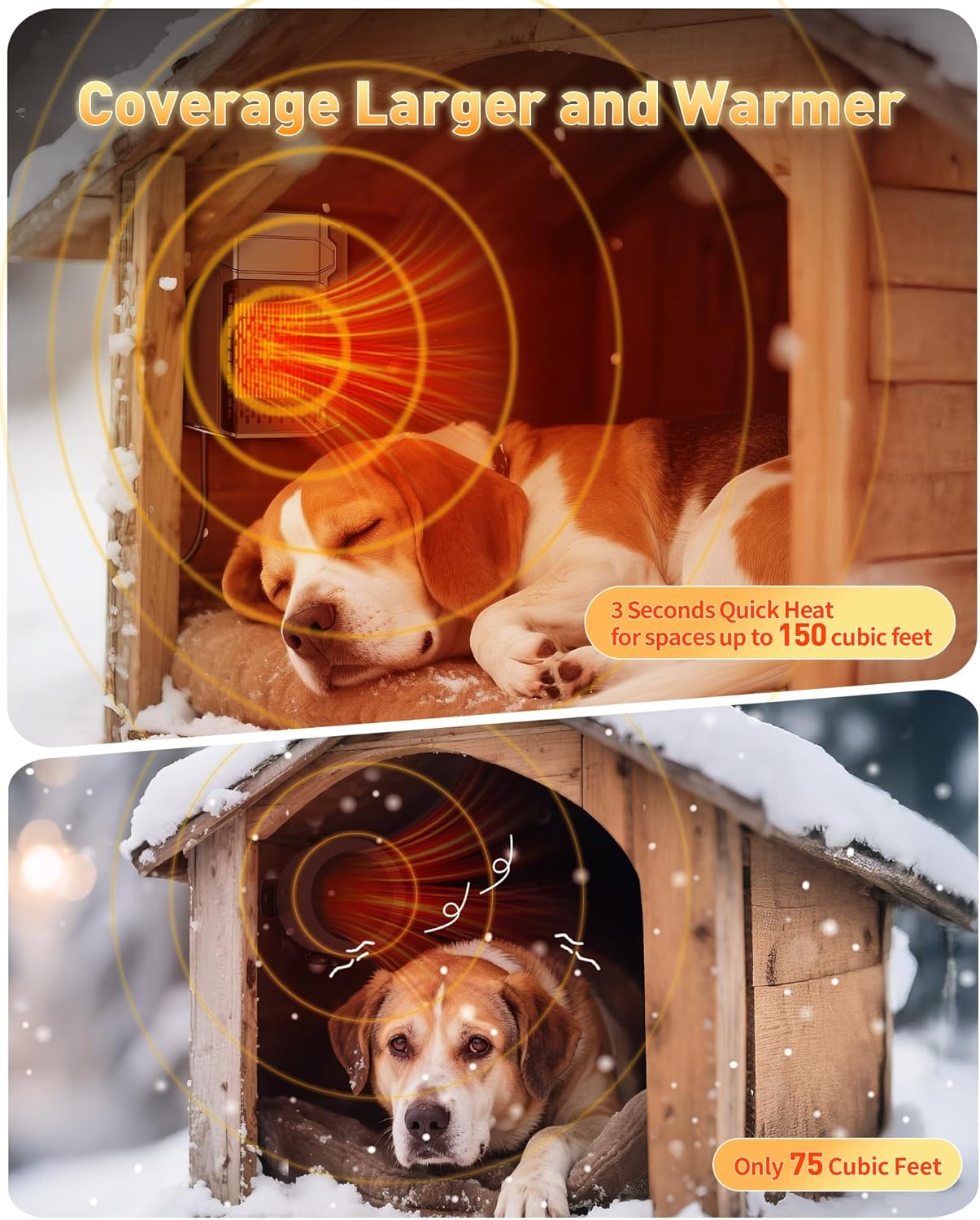 Dog House Heater with Thermostat APP WIFI Control, 500W,  with External Temperature Probe&Adjustable Temp Timer
