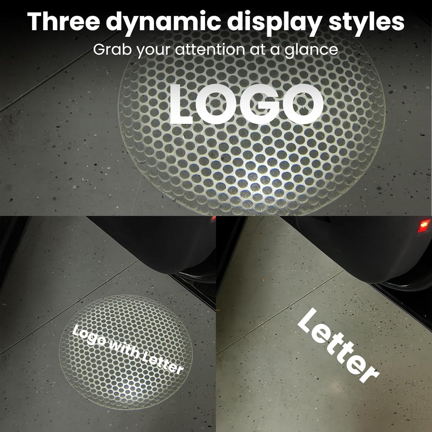 4 Packs Car Door LED Logo Projector Puddle Lights for TSLA Ultra-Dynamic Door Projector Cool Upgraded Ultra-Bright HD Tsla Modol 3 Y X S Accessories (Letter)