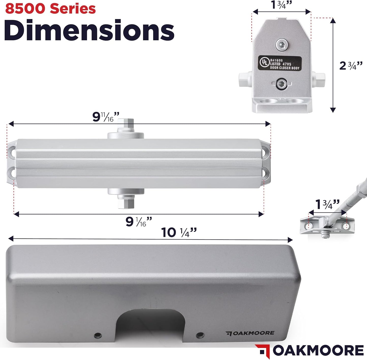 Heavy Duty Commercial Door Closer, ADA UL Grade 1-6 Listed Auto Self Closing Door Hinges,Spring Soft Close, silver