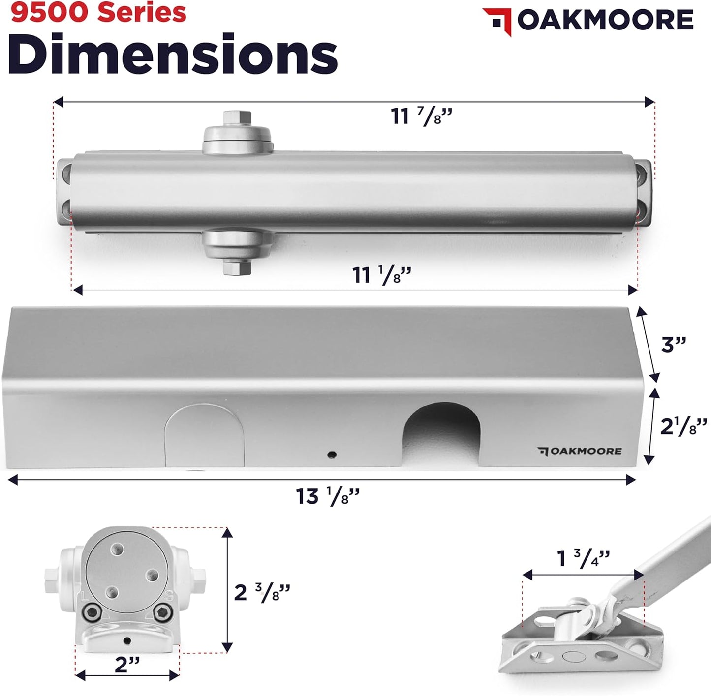 Heavy Duty Commercial Door Closer, Automatic Self Closing Door Hinges, ADA UL Grade 1-6 Listed, Soft Close (Silver)
