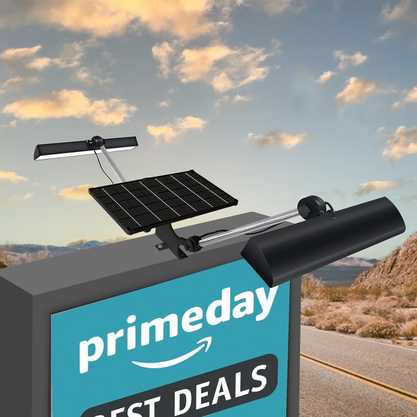 420 LEDs, 5200 Lumens, 12000 mAh, IP65 Waterproof, Solar Powered Commercial Light, (Black)