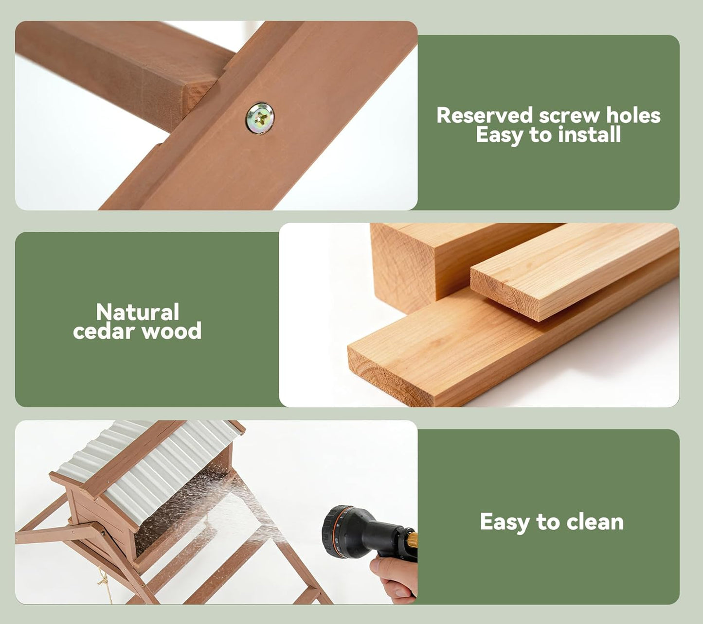 Chicken Perch for Coop, 3 in 1 Design-Nesting Box w/ All Weather PVC Roof+Perches+Swing, Roosting Bar