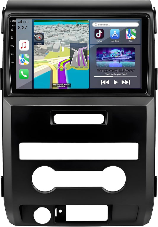 Car Radio for Ford F150 2009-2012: Head Unit with Wireless CarPlay Android, 9 inch Touchscreen Stereo