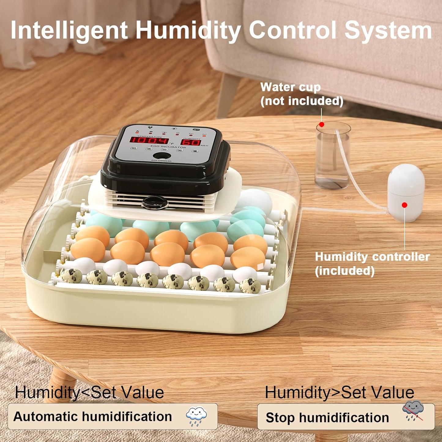 Incubators for Hatching Eggs, 35 Eggs Incubator with Auto Egg Turning and Humidity Control, with Egg Candler