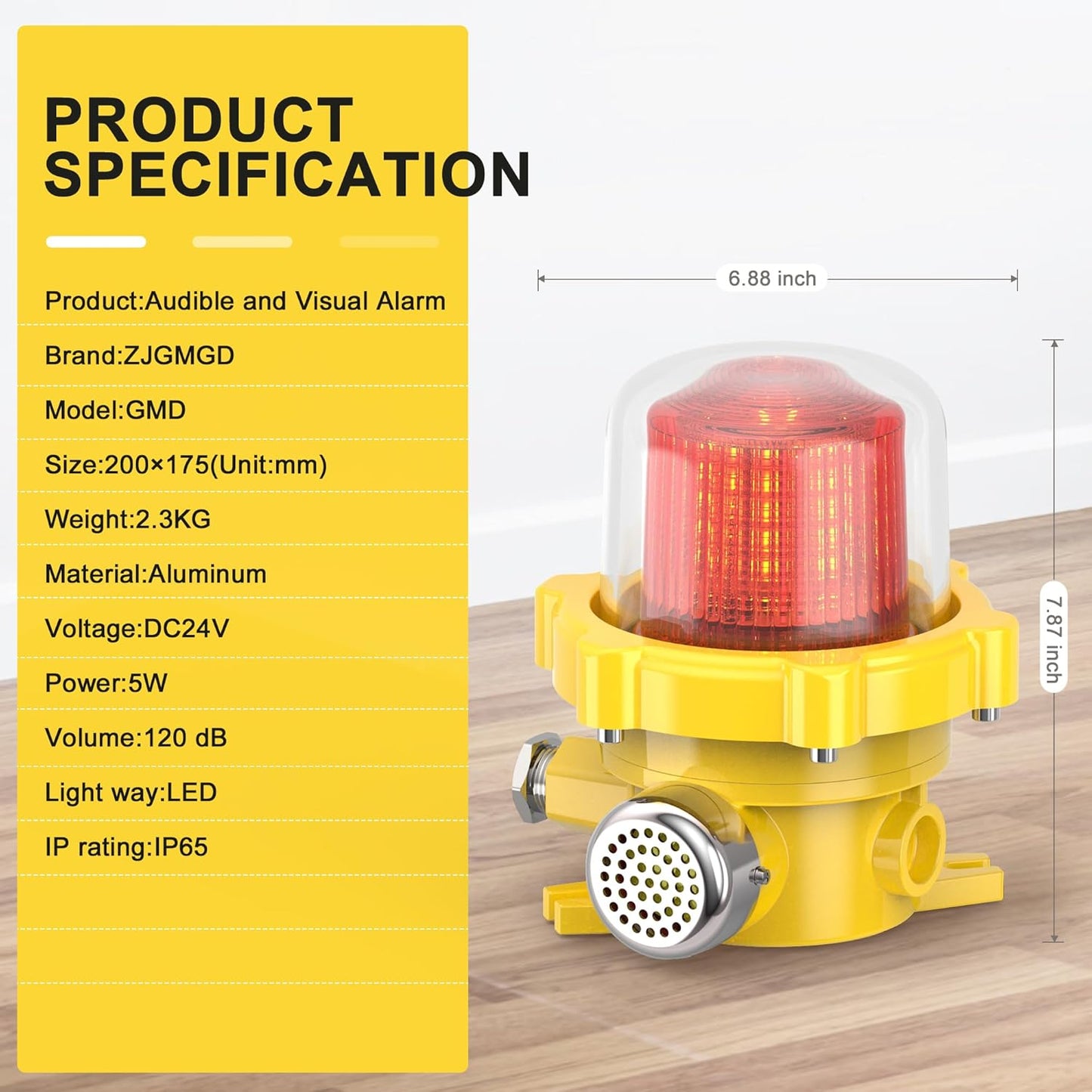Industrial Outdoor Waterproof Rotating Light with 120dB Alarm Siren for Gas Station and Warehouse Safety
