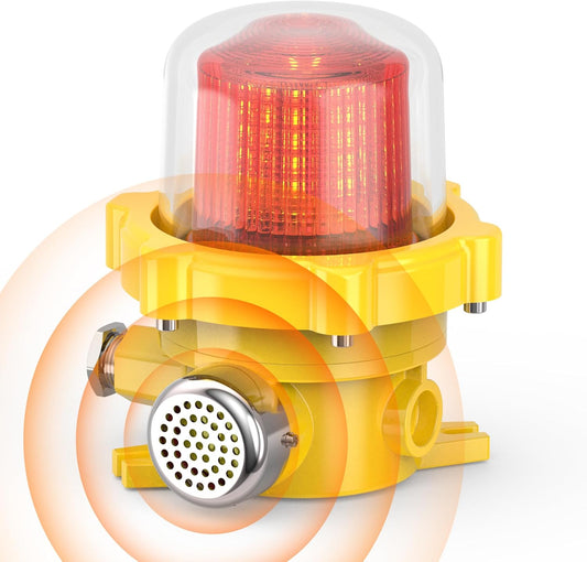 Industrial Outdoor Waterproof Rotating Light with 120dB Alarm Siren for Gas Station and Warehouse Safety