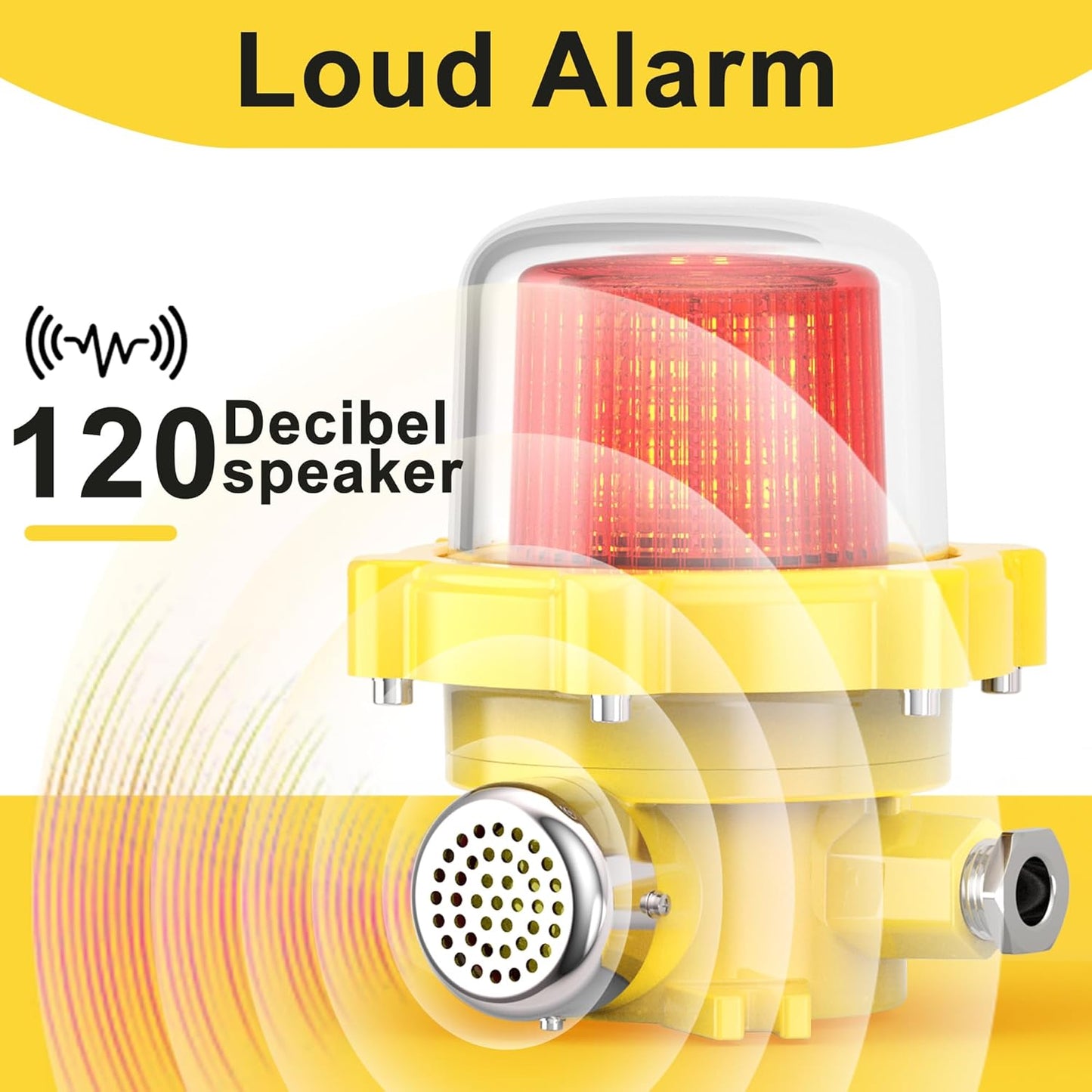 Industrial Outdoor Waterproof Rotating Light with 120dB Alarm Siren for Gas Station and Warehouse Safety