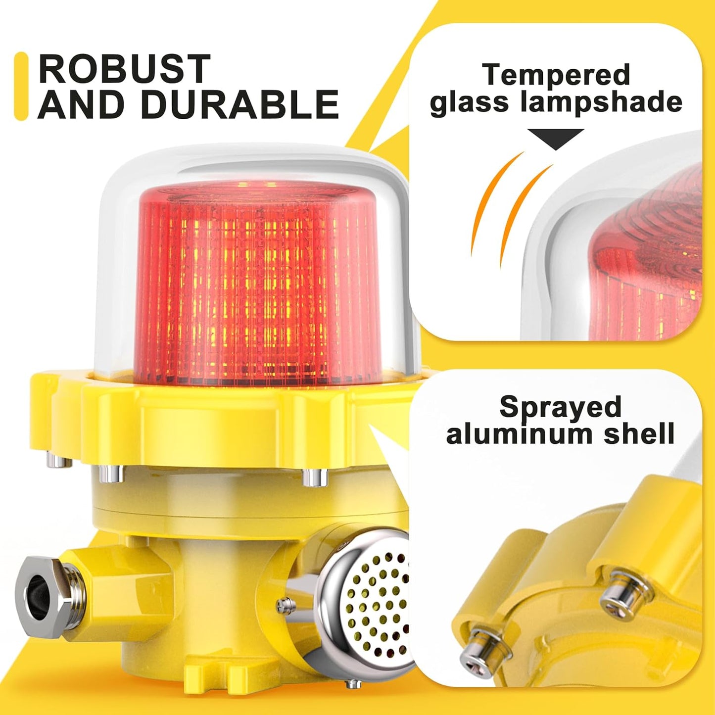 Industrial Outdoor Waterproof Rotating Light with 120dB Alarm Siren for Gas Station and Warehouse Safety
