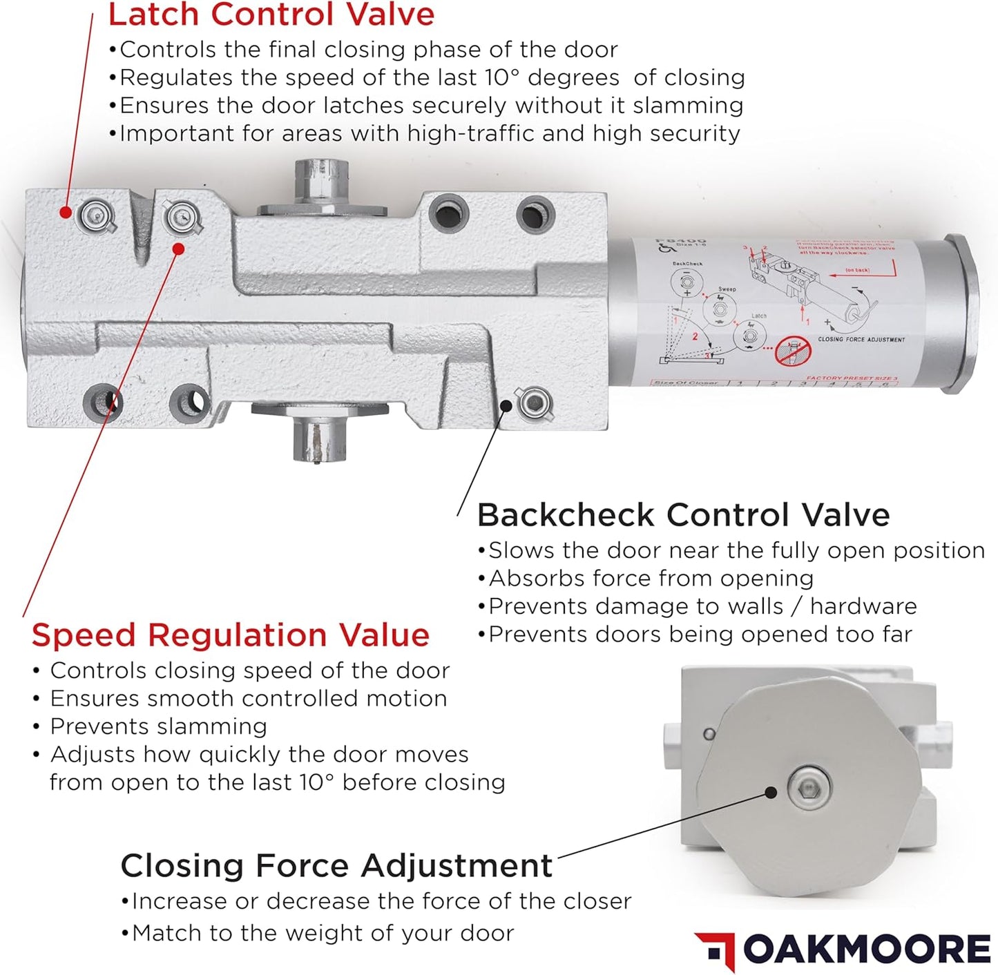 Heavy Duty Commercial Door Closer, Automatic Self Closing Door Hinges, ADA UL Grade 1-6 Listed,  Soft Close (Silver)