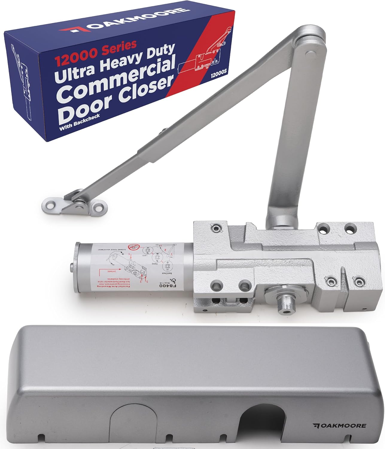 Heavy Duty Commercial Door Closer, Automatic Self Closing Door Hinges, ADA UL Grade 1-6 Listed,  Soft Close (Silver)