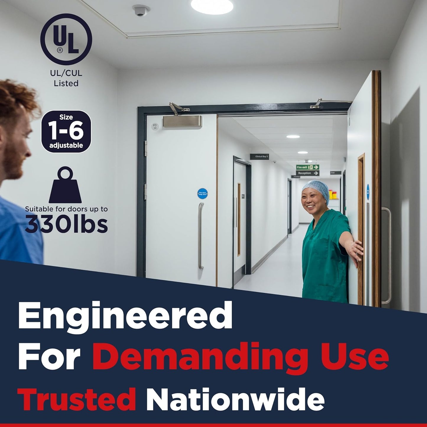 Heavy Duty Commercial Door Closer, Automatic Self Closing Door Hinges, ADA UL Grade 1-6 Listed,  Soft Close (Silver)