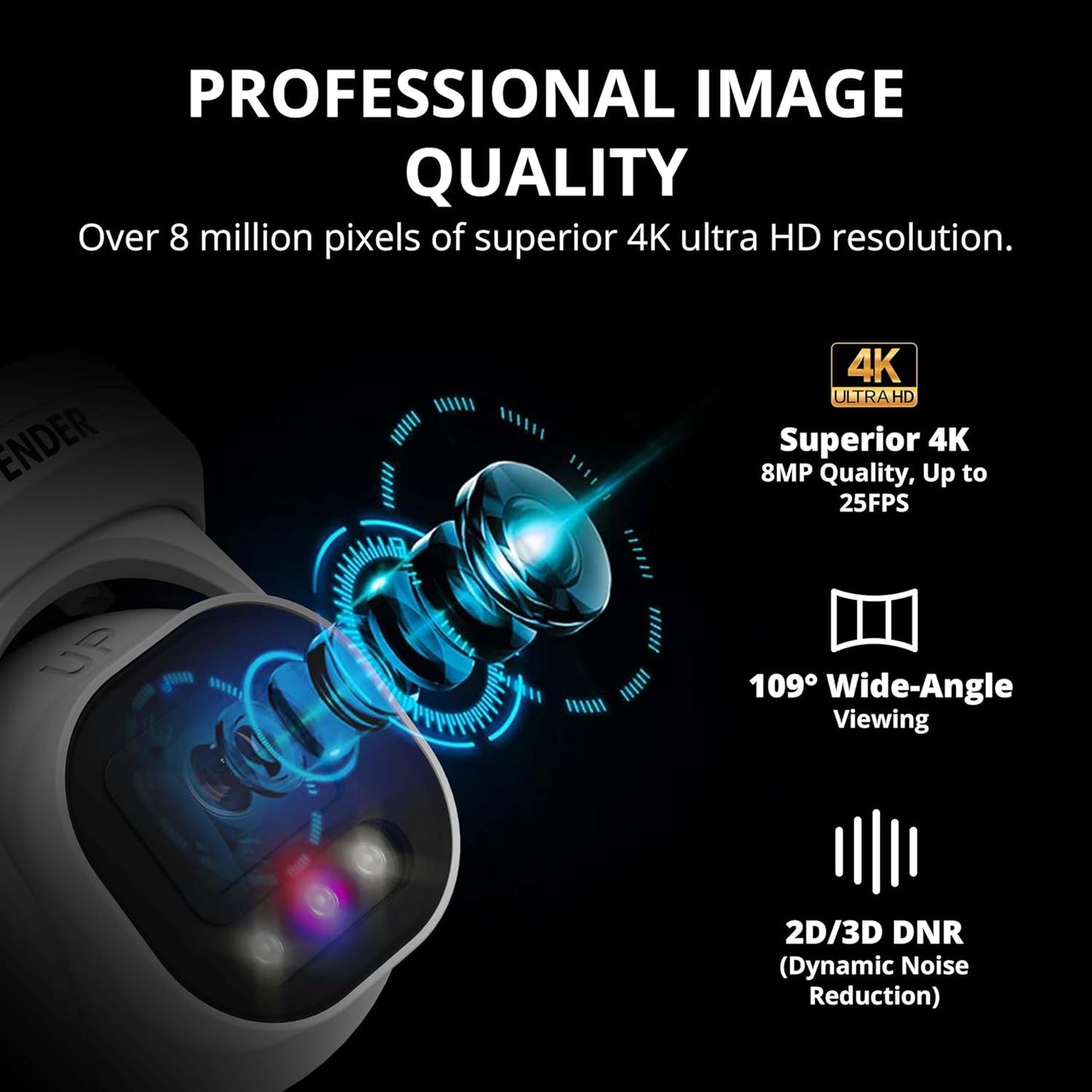 AI Powered Sentinel Pro Turret 8CH NVR PoE Security Camera System, 4pc Metal Turret Cameras, 109° Wide Angle