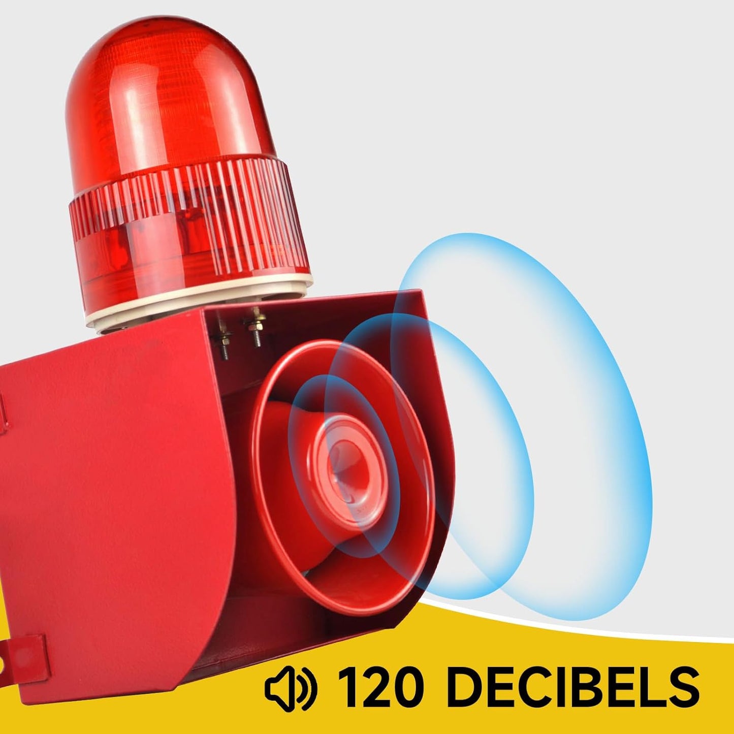 Outdoor Security Siren Alarm 1.24 Mile Range Wireless 120dB Loud, Waterproof, with Strobe Light Adjustable Sound