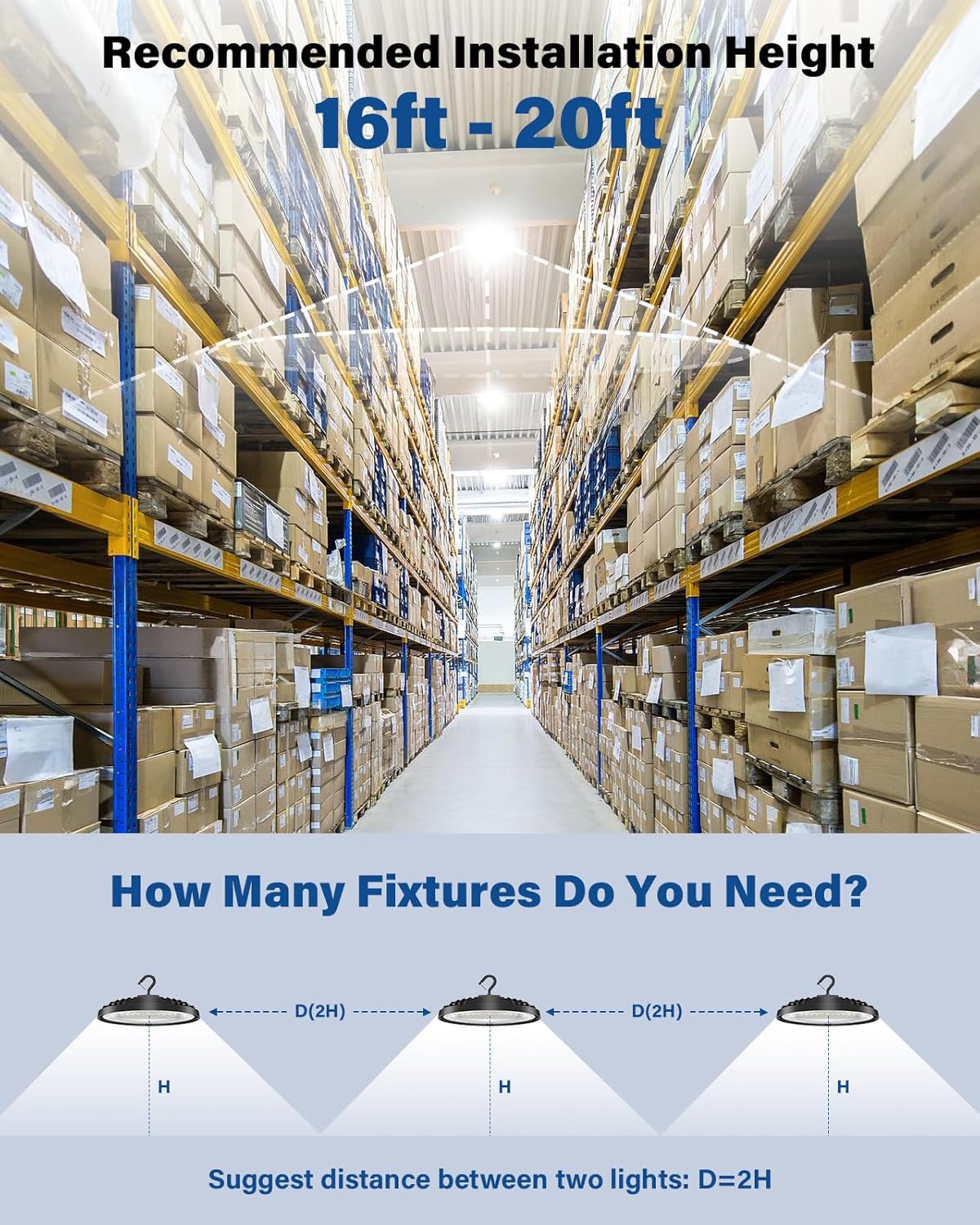 240W UFO LED High Bay Light, Adjustable Wattage 240W/200W/150W, 3-Color Temperature,  4PCS