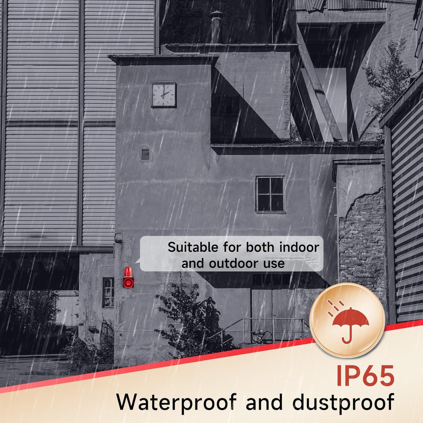 Wireless Alarm Siren 0.31Mile Range Multitone 120dB Loud Horn Waterproof, AC110-120V