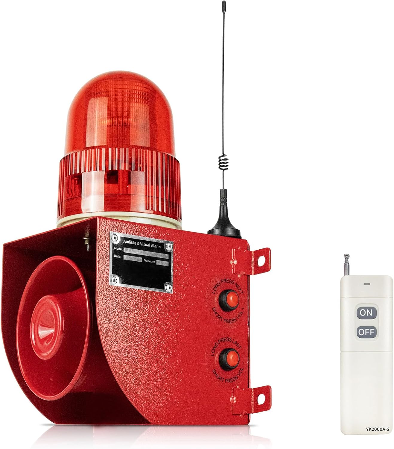 Wireless Alarm Siren 0.31Mile Range Multitone 120dB Loud Horn Waterproof, AC110-120V