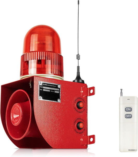 Wireless Alarm Siren 0.31Mile Range Multitone 120dB Loud Horn Waterproof, AC110-120V