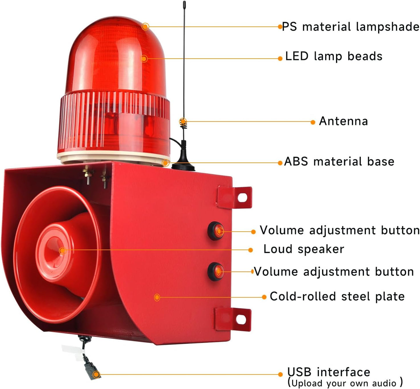 Wireless Alarm Siren 0.31Mile Range Multitone 120dB Loud Horn Waterproof, AC110-120V