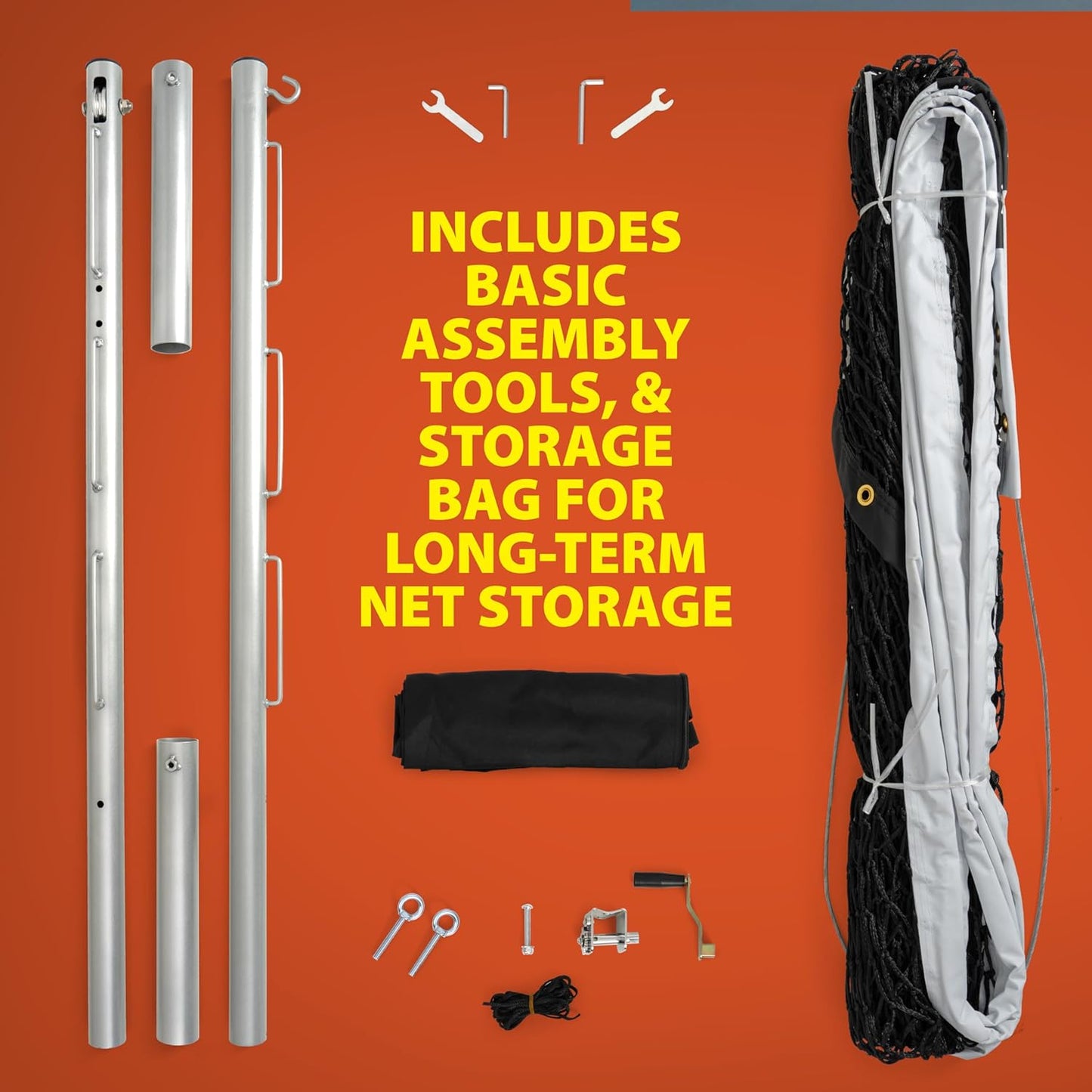 In-Ground Pickleball Net System, Heavy-Duty Fixed Net with Hand Crank Tension, Pulley Alignment, (36” Ends, 34”Center)