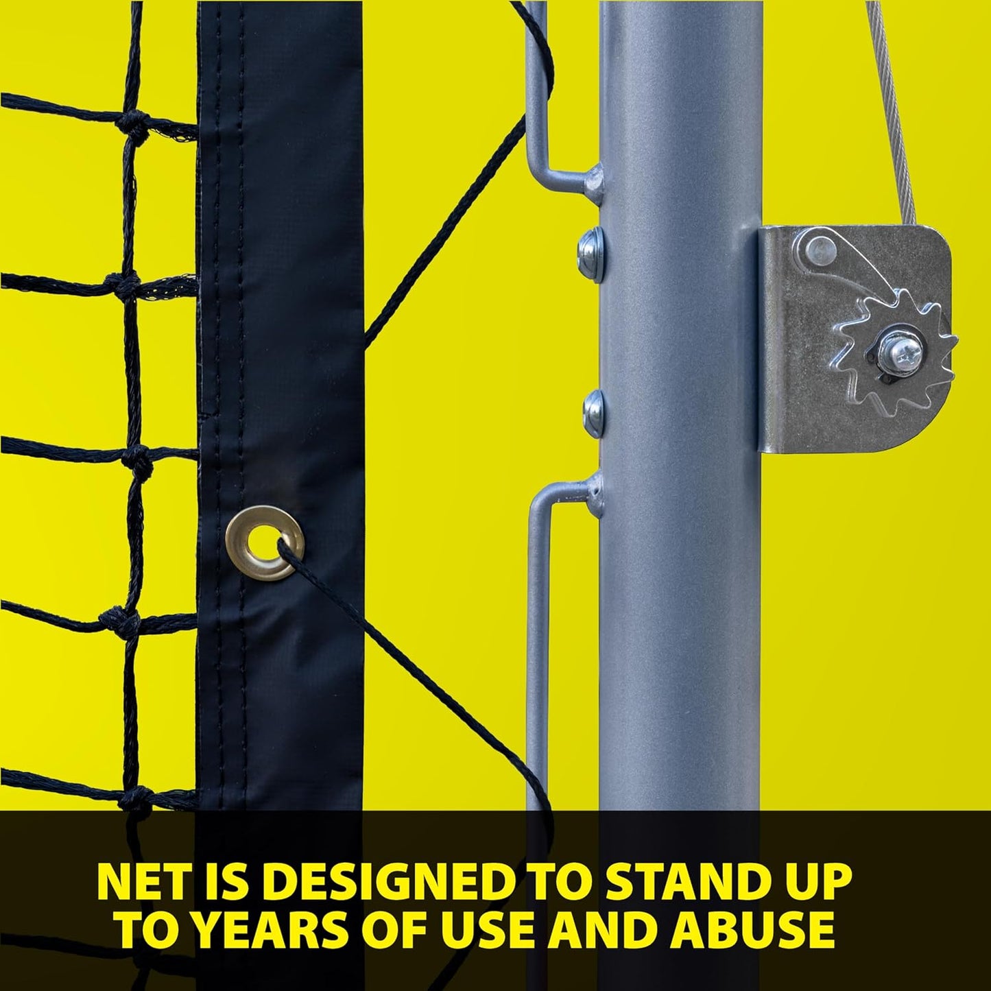 In-Ground Pickleball Net System, Heavy-Duty Fixed Net with Hand Crank Tension, Pulley Alignment, (36” Ends, 34”Center)
