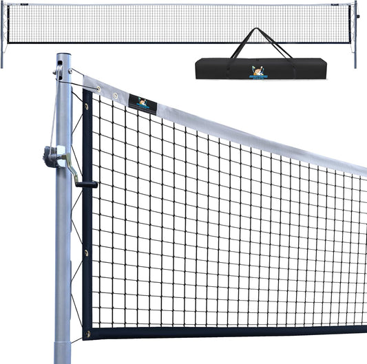 In-Ground Pickleball Net System, Heavy-Duty Fixed Net with Hand Crank Tension, Pulley Alignment, (36” Ends, 34”Center)