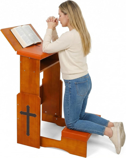 Adjustable Height & Foldable Kneeling Bench with Thick Padding, Portable Catholic Kneeler and Prayer Stool