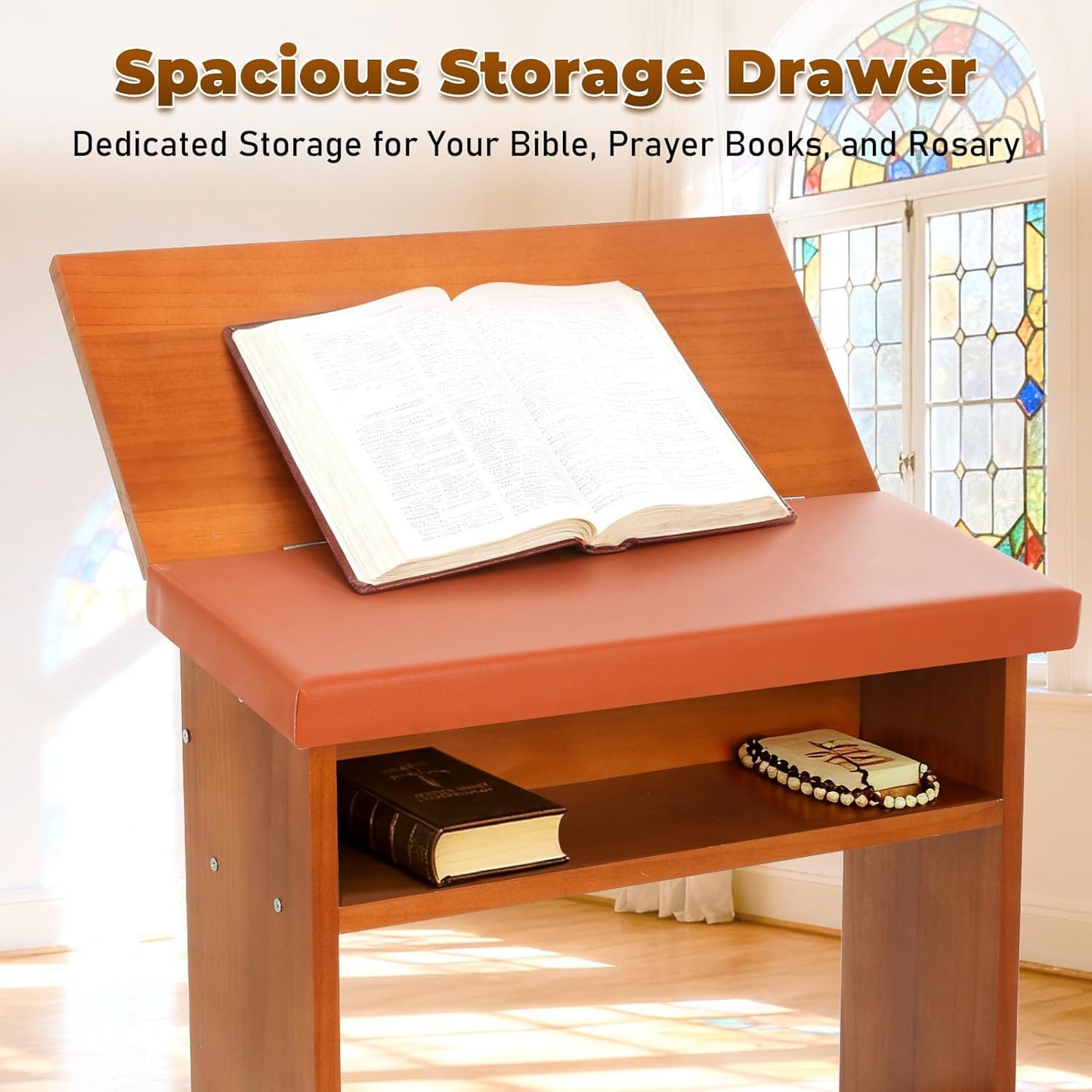 Adjustable Height & Foldable Kneeling Bench with Thick Padding, Portable Catholic Kneeler and Prayer Stool