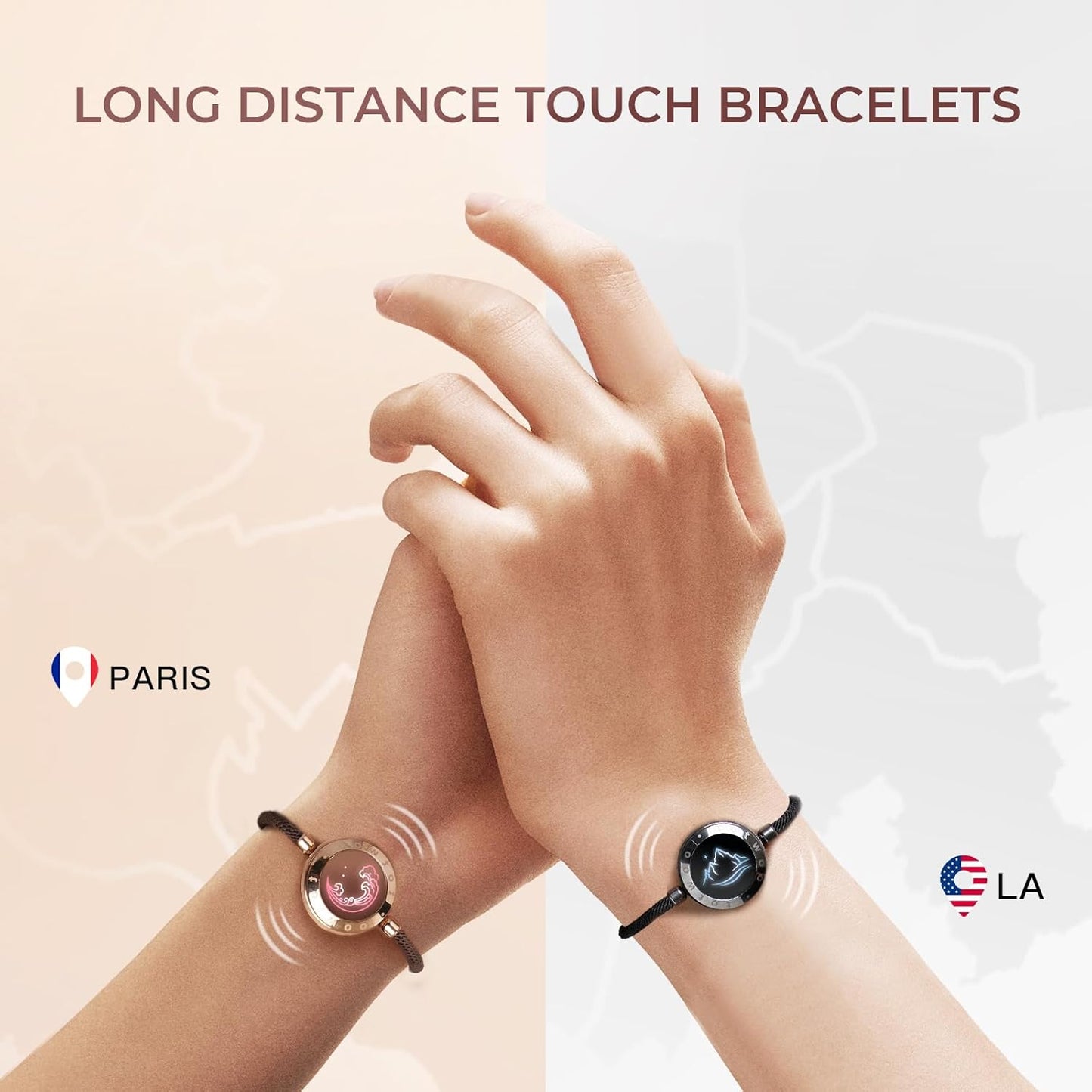 Long Distance Touch Bracelets for Couples, Light up & Vibration for Love Couples Bracelets