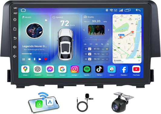 Car Stereo Radio for Honda Civic 2016-2021: 9 Inch Touch Screen Head Unit Wireless CarPlay Android
