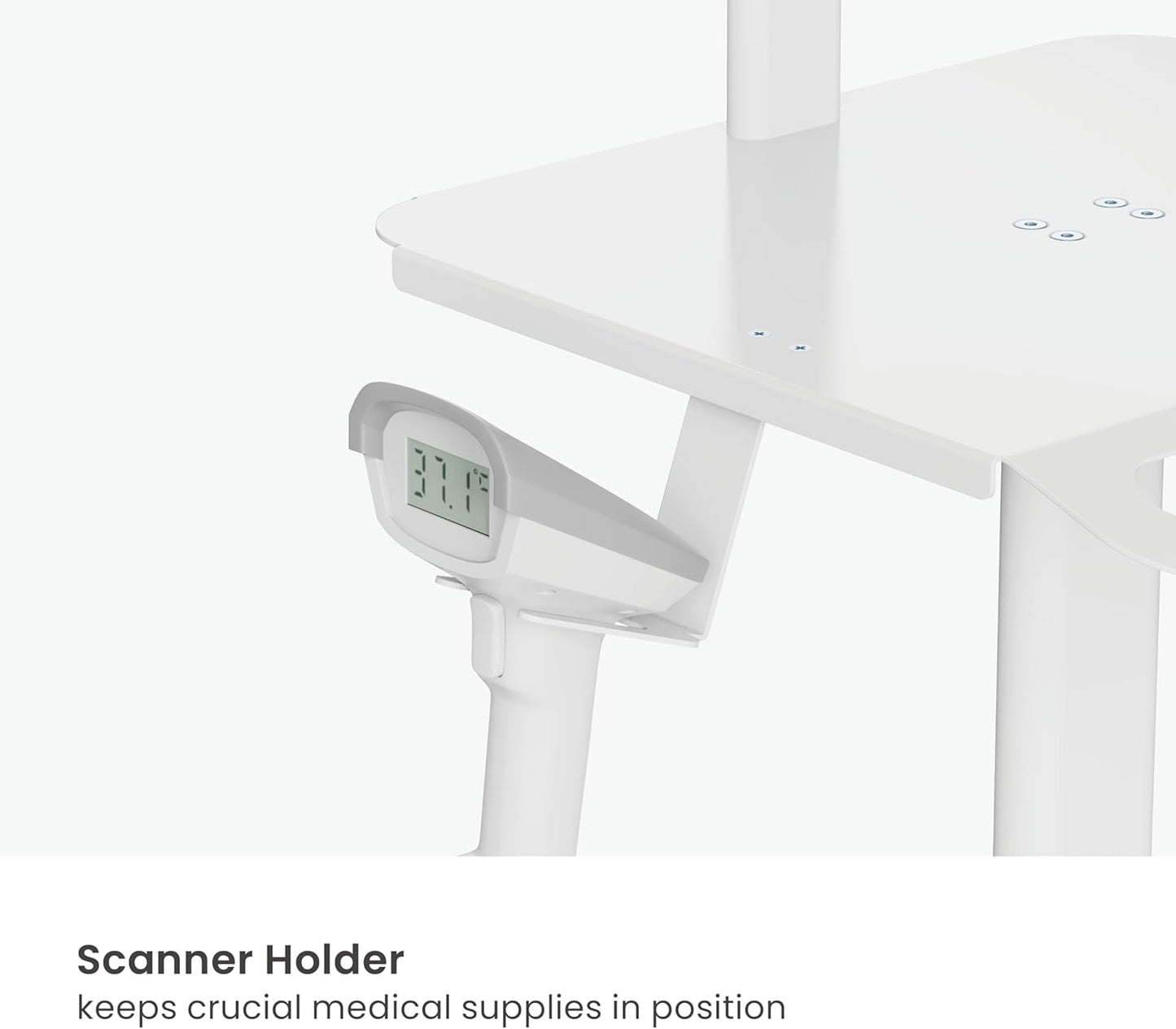 Height Adjustable, Lightweight, Anti-Theft, Anti-Slip Medical Laptop Workstation Trolley w/ Scanner Holder