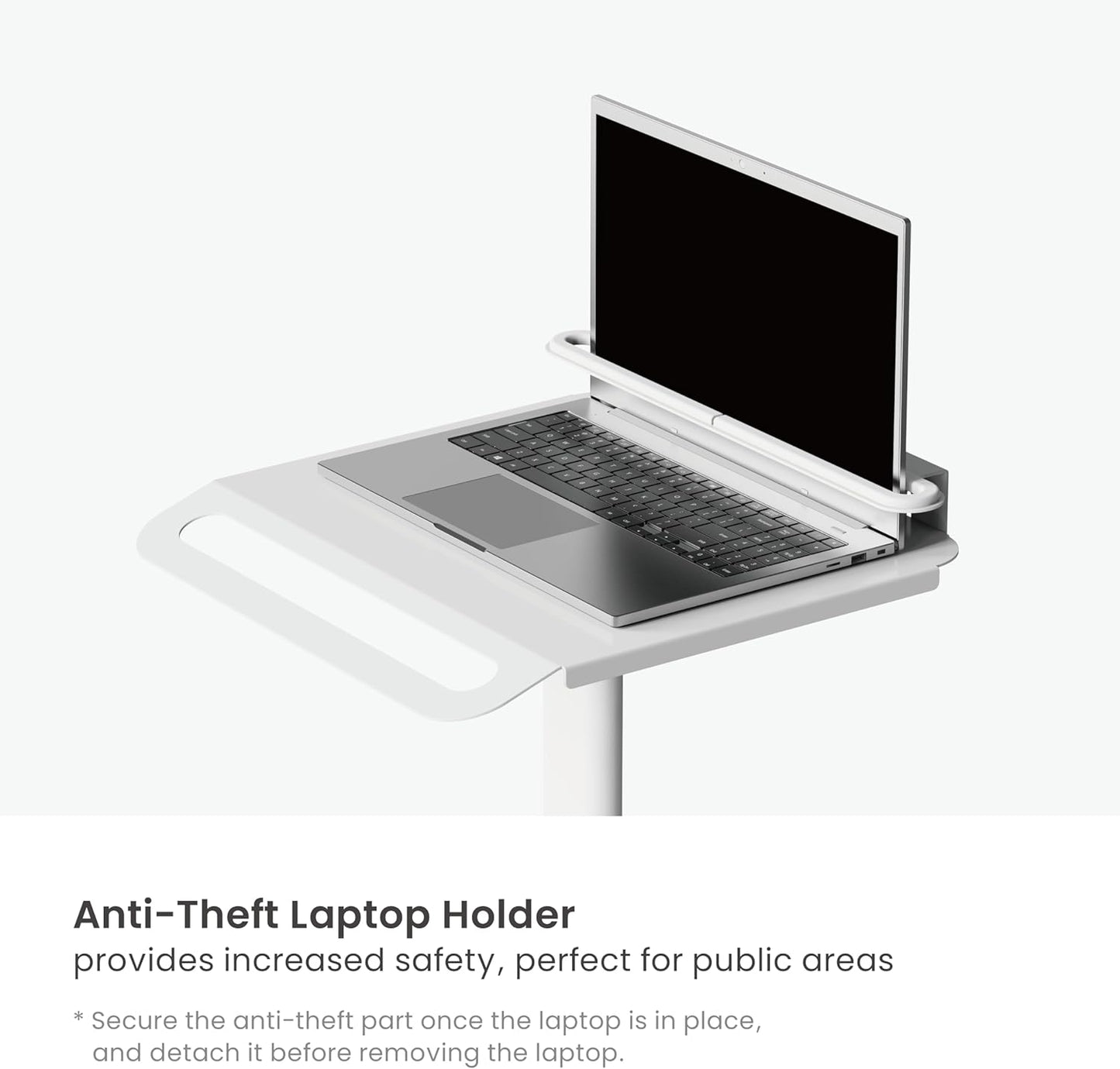 Height Adjustable, Lightweight, Anti-Theft, Anti-Slip Medical Laptop Workstation Trolley w/ Scanner Holder