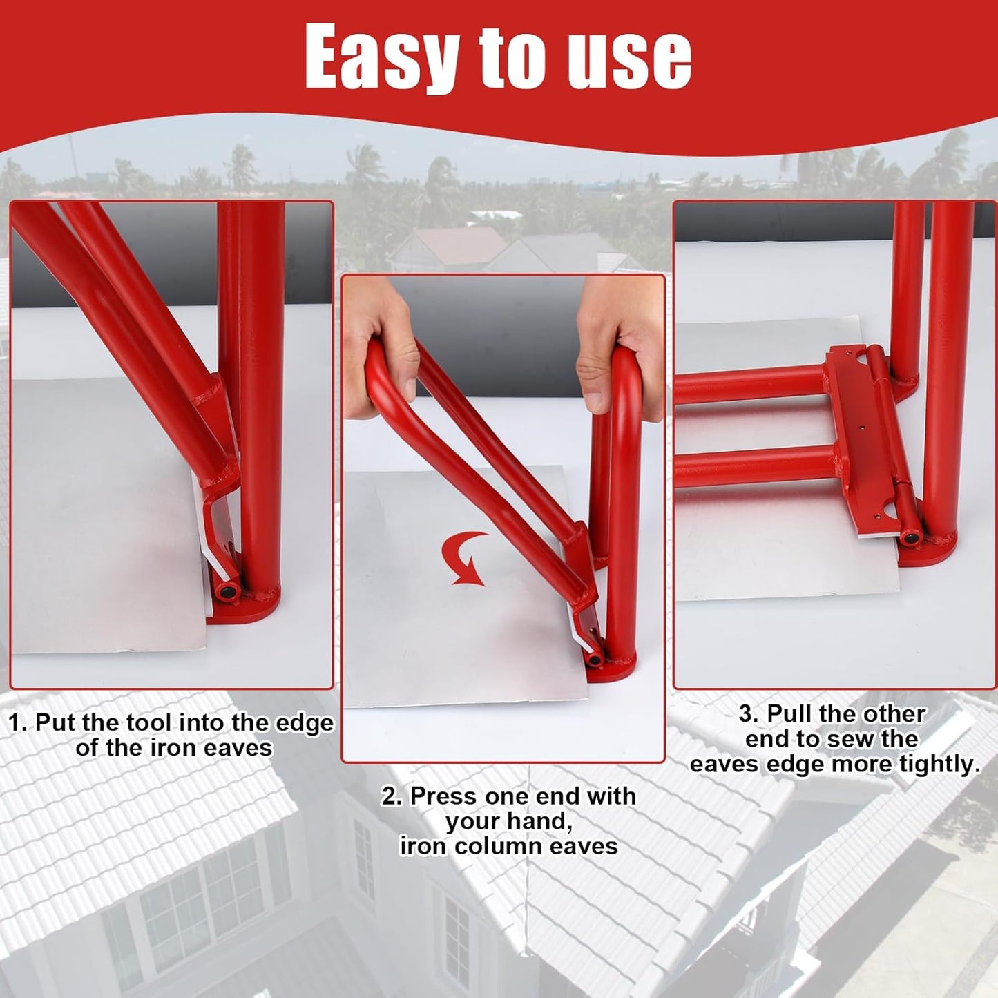 Heavy-Duty Eaves Seam Locker Tool, Drip Edge Hemming Bender for Standing Seam Metal Roofs, Clean Fold Crimping