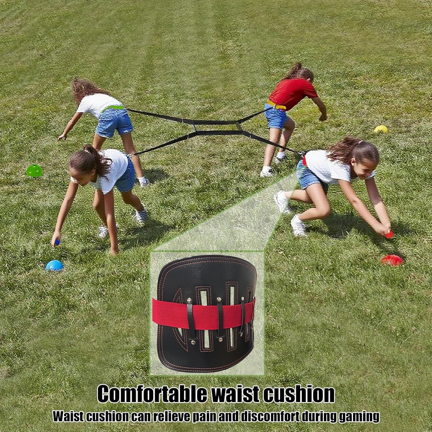 4 Way Tug of War Rope, for Kids and Adults, with 10-inch Reinforced Belts, 4 Person Tug of War Rope