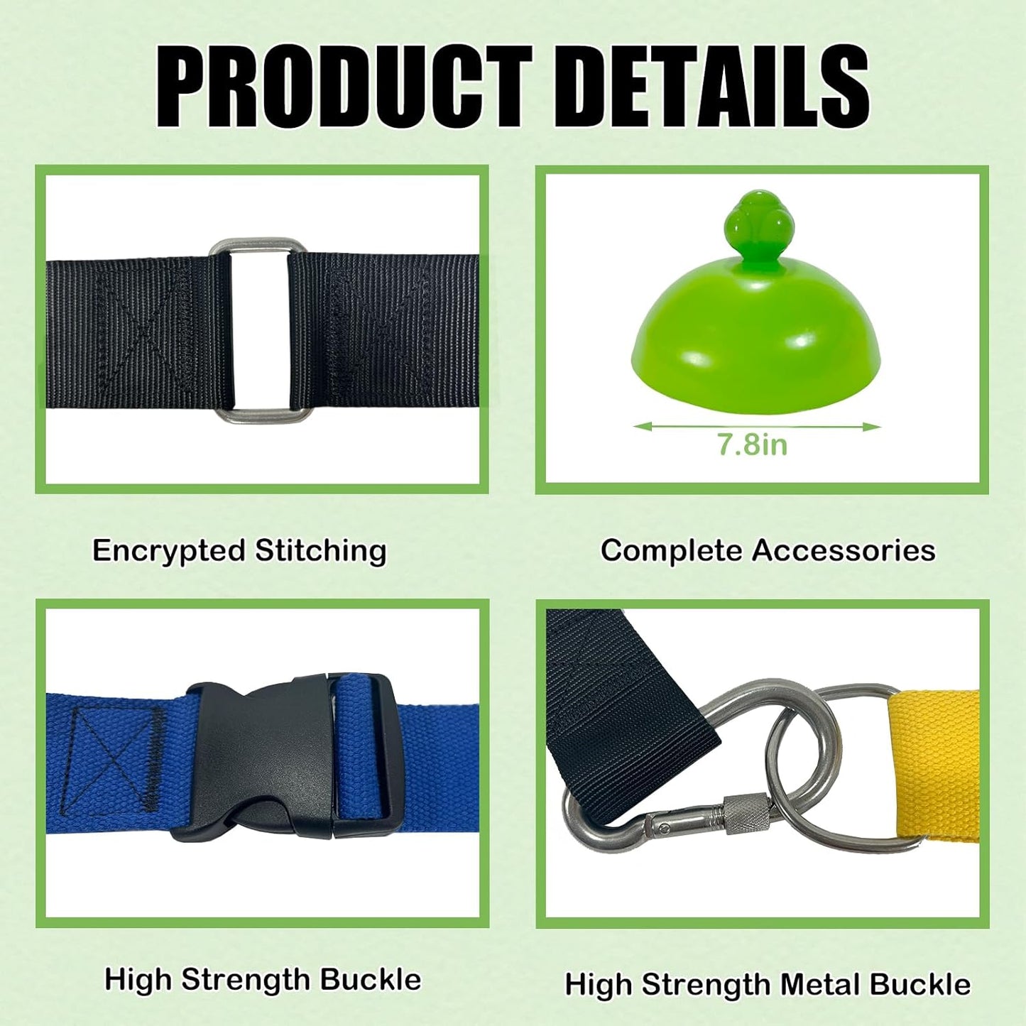 4 Way Tug of War Rope, for Kids and Adults, with 10-inch Reinforced Belts, 4 Person Tug of War Rope