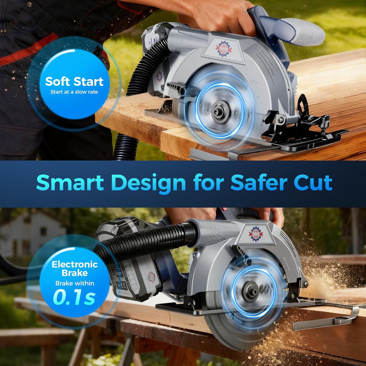 20V MAX Circular Saw, Battery Powered Circle Saws Cordless, 6-1/2-Inch Blade, 5600 RPM