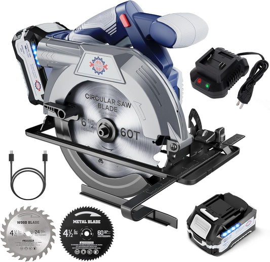 20V MAX Circular Saw, Battery Powered Circle Saws Cordless, 6-1/2-Inch Blade, 5600 RPM