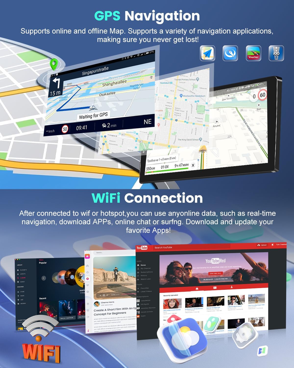 Android Car Stereo for Ford Explorer 2005-2010 with Wireless Carplay/Android Auto, 10 Inch IPS Touchscreen