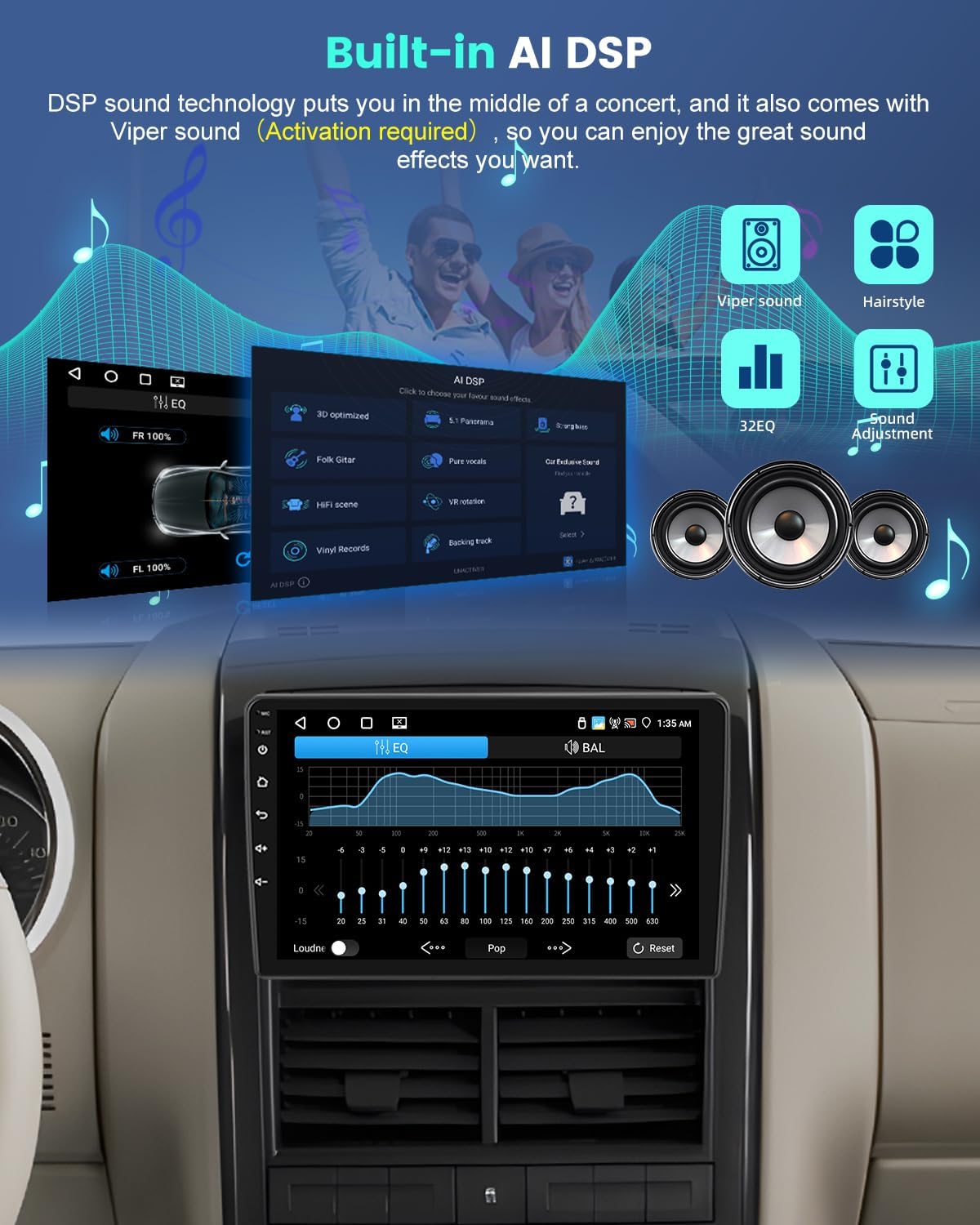 Android Car Stereo for Ford Explorer 2005-2010 with Wireless Carplay/Android Auto, 10 Inch IPS Touchscreen