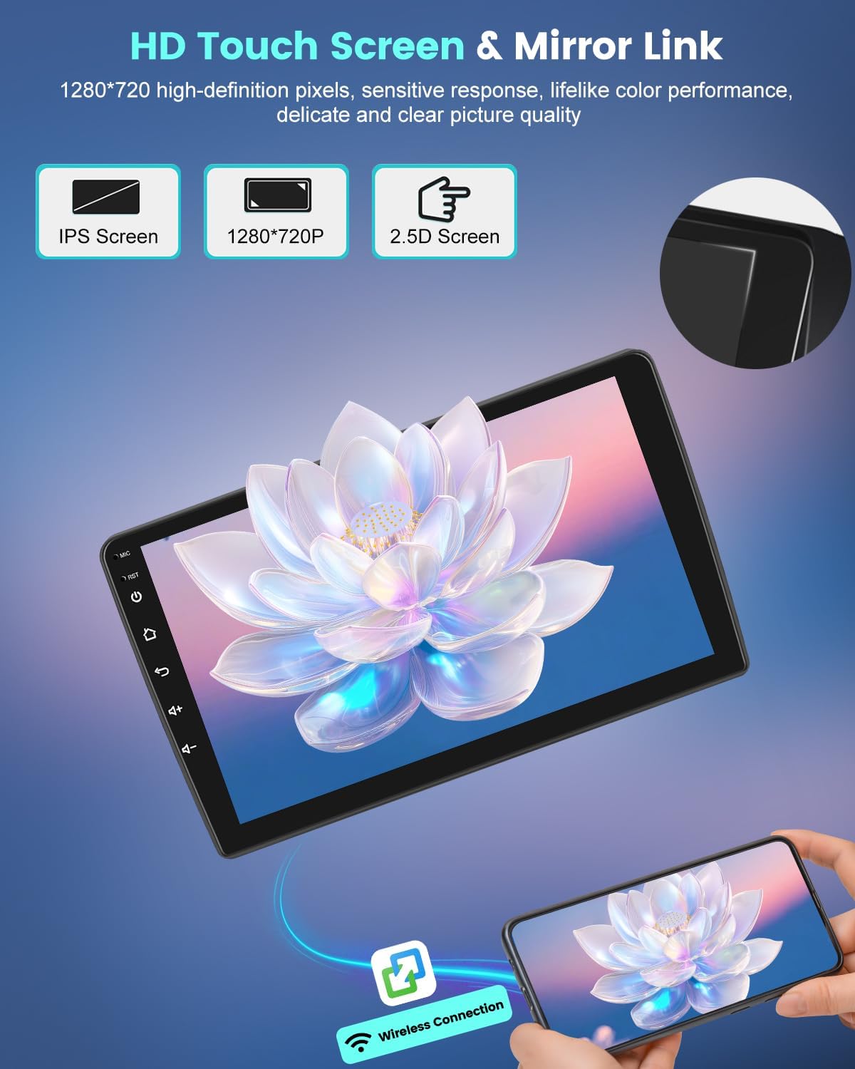 4G+64G Android Car Stereo for Ford Explorer 2005-2010 with Wireless Carplay/Android Auto, 10 Inch IPS Touchscreen Radio with 32EQ DSP/5GHz WiFi/GPS/Mirror Link, AHD Rear View Camera