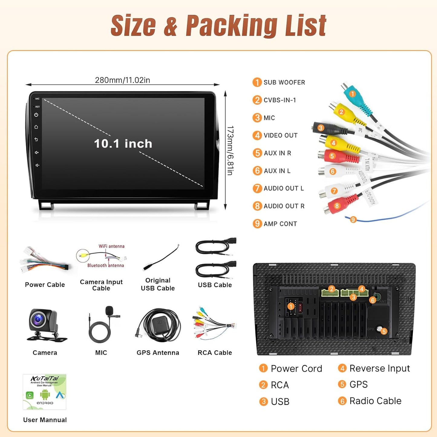 Toyota Tundra 2007-2013 Toyota Sequoia 2008-2018 Radio with Wireless Carplay Android, 10.1' Touchscreen
