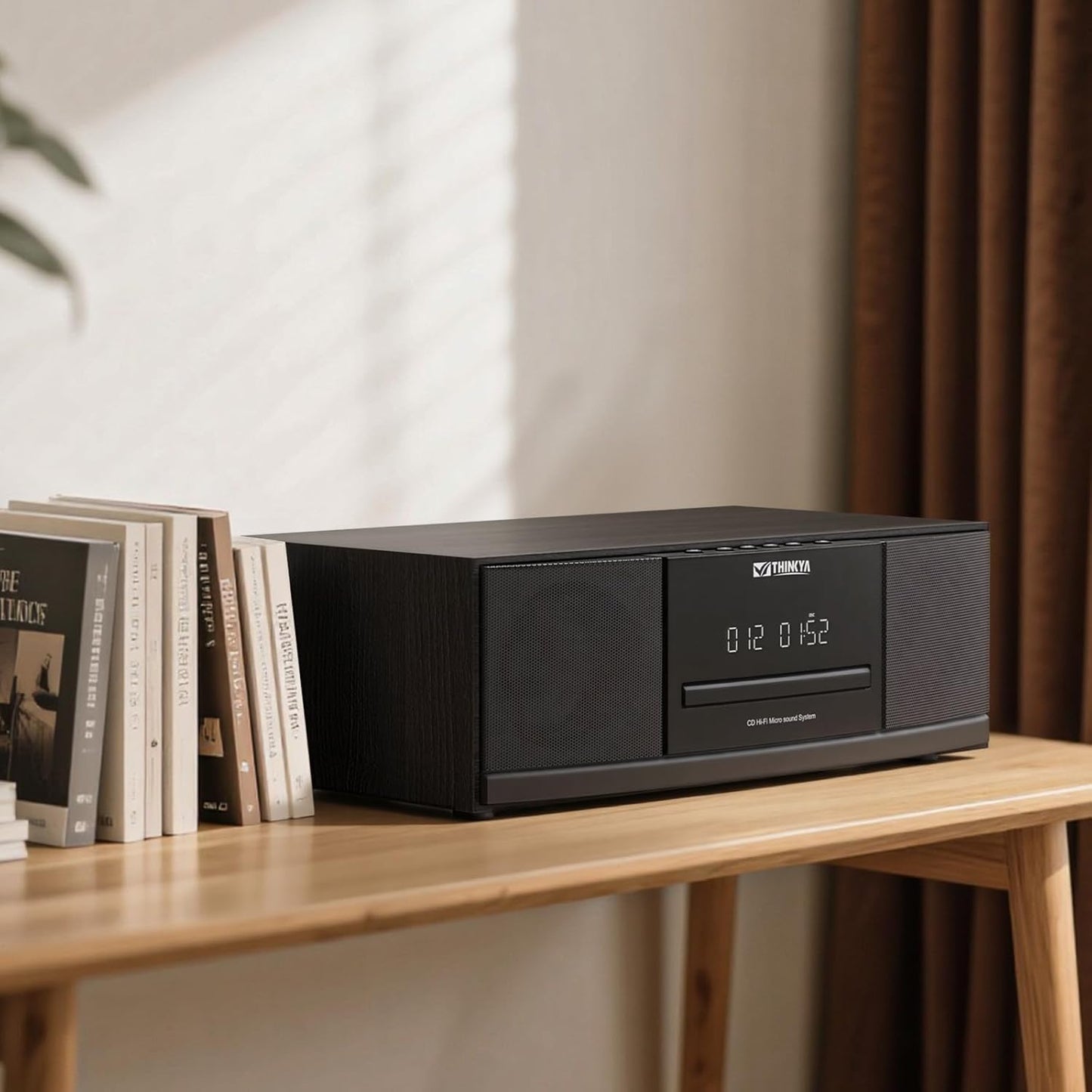 Vintage Bluetooth Stereo System for Home, 36W RMS Micro HiFi Systems CD Player Dual 3” Bass with Bluetooth