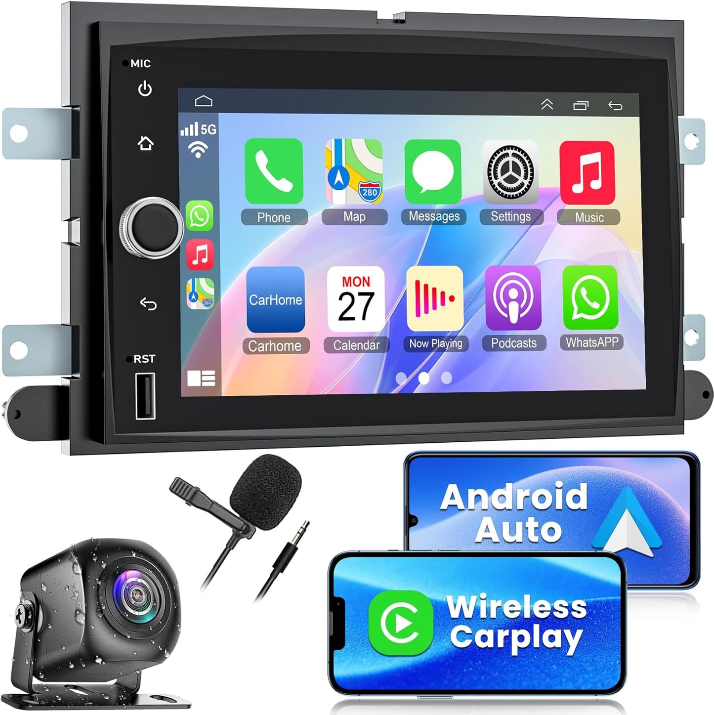 Car Radio for Ford F150/F250/F350 2004-2014, 7 Inch IPS Touchscreen Stereo Support Carplay & Android Auto