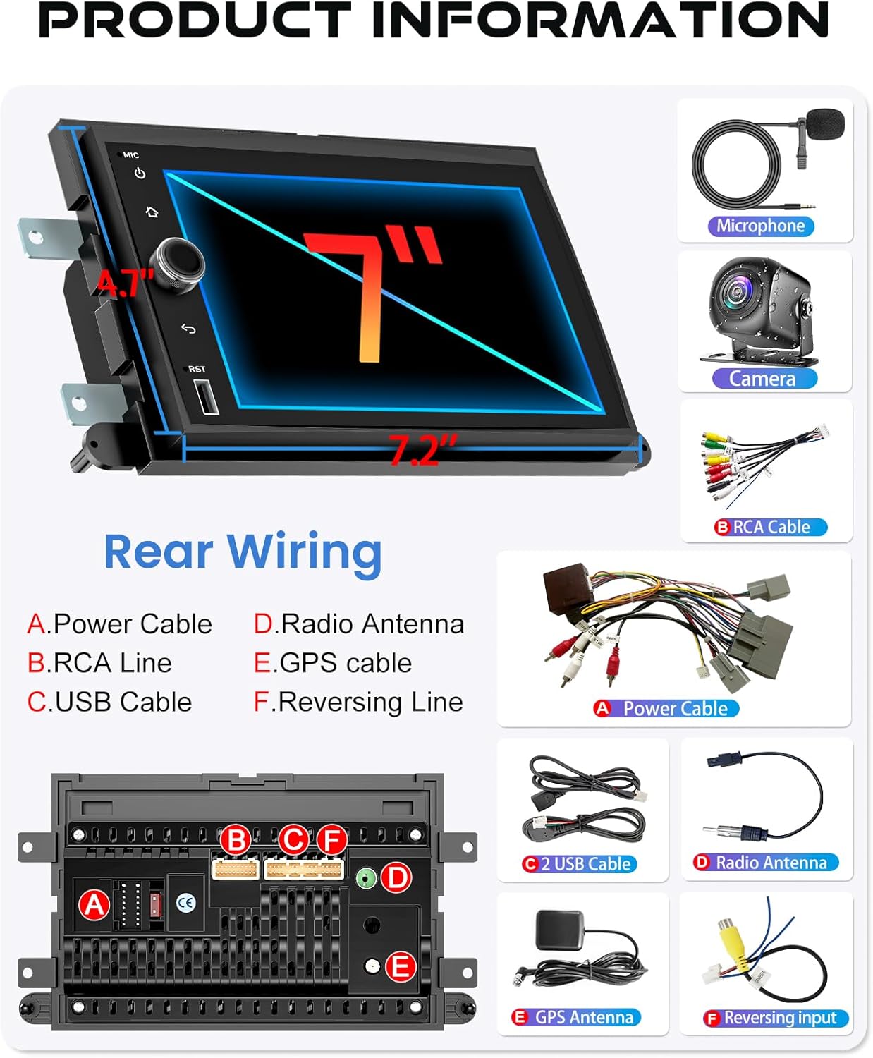 Car Radio for Ford F150/F250/F350 2004-2014, 7 Inch IPS Touchscreen Stereo Support Carplay & Android Auto