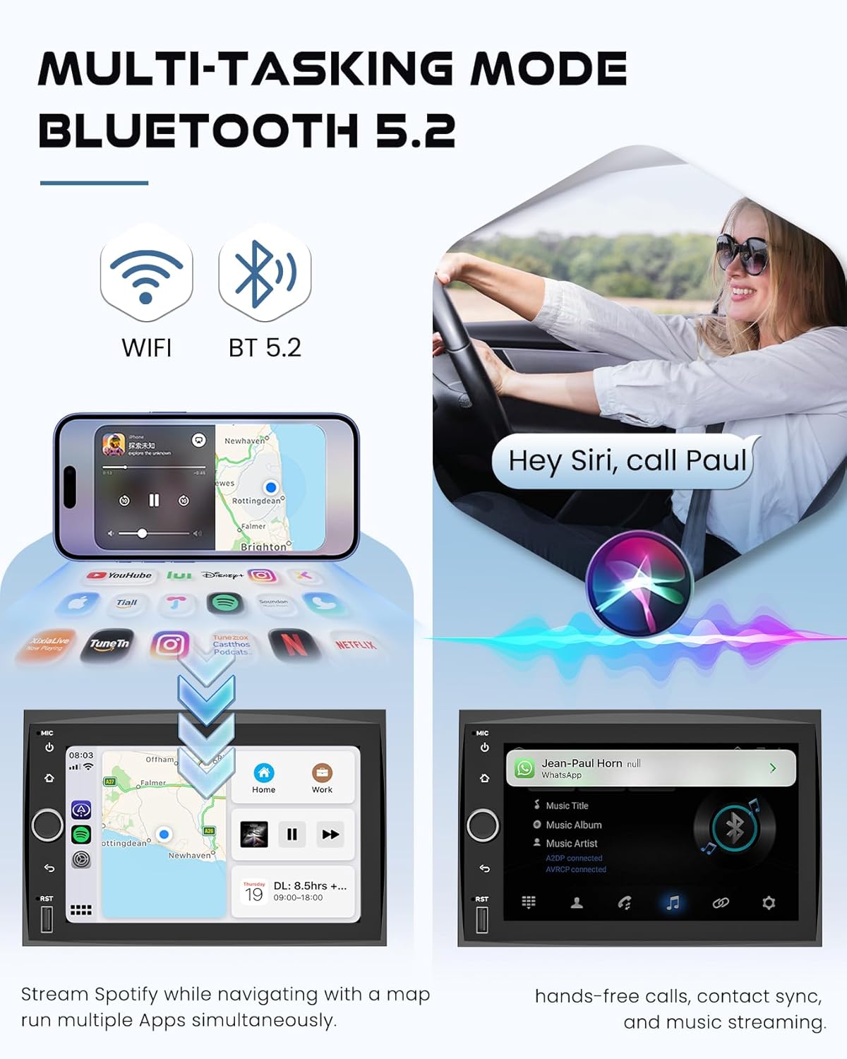 Car Radio for Ford F150/F250/F350 2004-2014, 7 Inch IPS Touchscreen Stereo Support Carplay & Android Auto