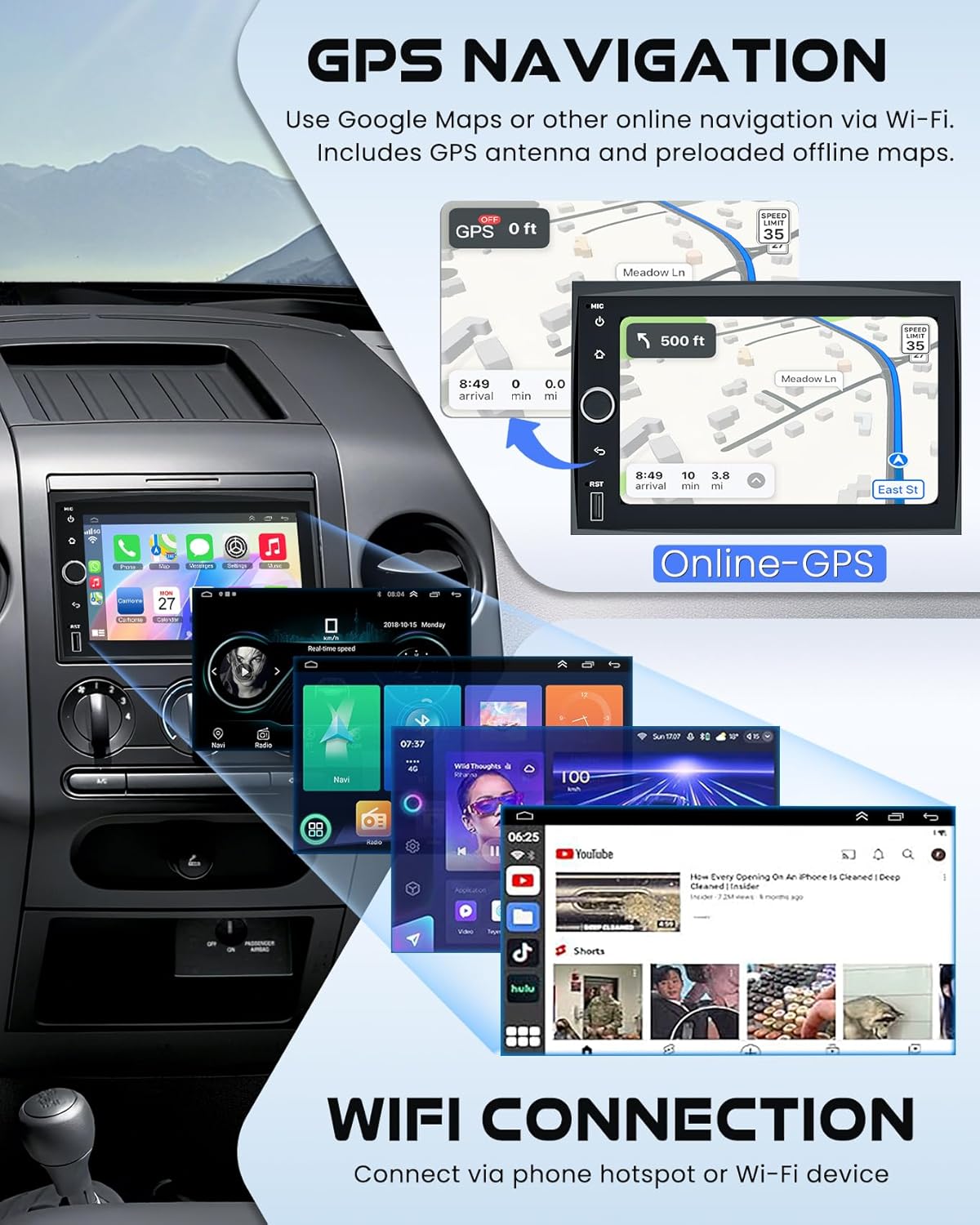 Car Radio for Ford F150/F250/F350 2004-2014, 7 Inch IPS Touchscreen Stereo Support Carplay & Android Auto