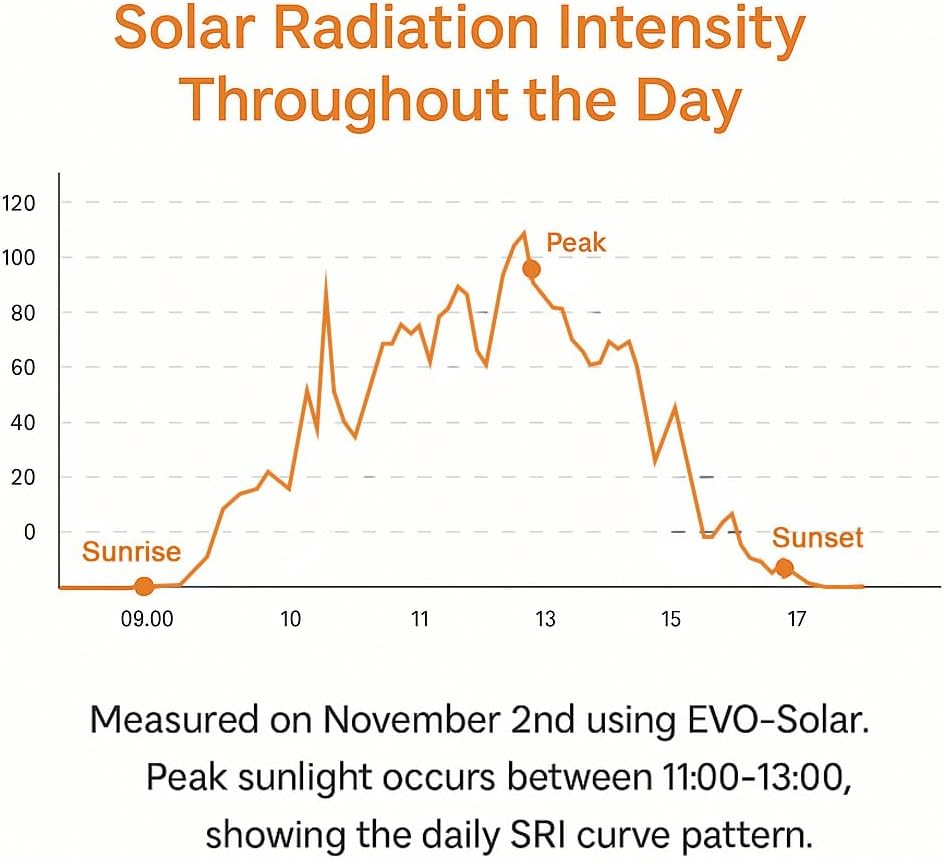 Solar Power Meter, Measures Solar Radiation Intensity & Daily Solar Radiation Energy, 180-Day Data Logging