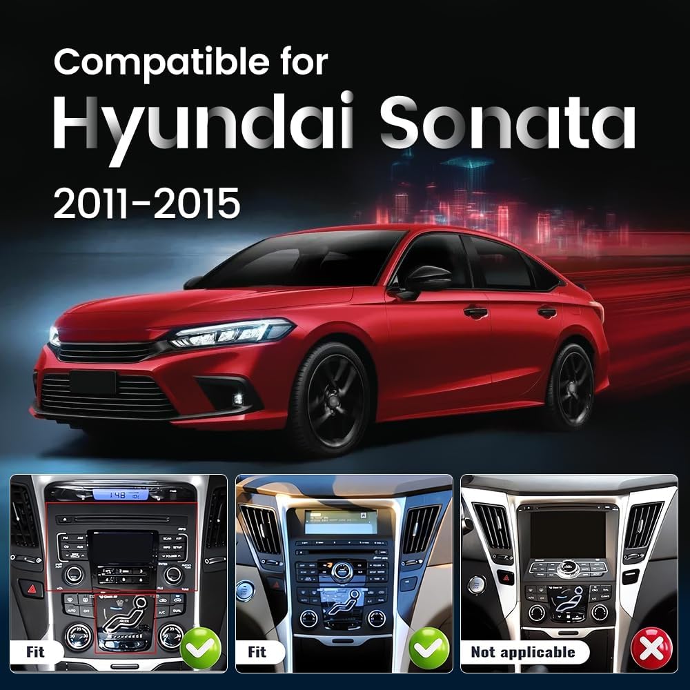 Car Radio Compatible for Hyundai Sonata 2011-2015, 9 Inch Touch Screen with GPS/FM/WiFi/USB, CarPlay Android