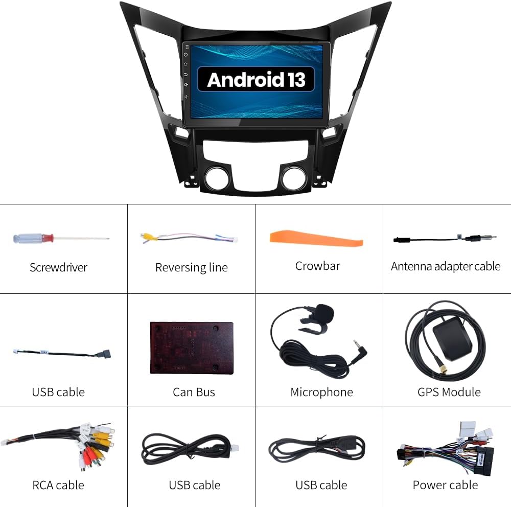 Car Radio Compatible for Hyundai Sonata 2011-2015, 9 Inch Touch Screen with GPS/FM/WiFi/USB, CarPlay Android